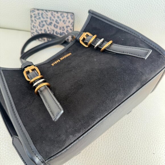 NWT STEVE MADDEN BBOGAN SATCHEL CROSSBODY BAG W CREDIT CARD CASE & HEART CHARM - Picture 4 of 8